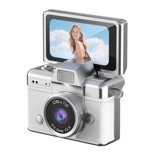 Cámara Mini Retro CCD con pantalla giratoria 1.47in blanca miniatura 1