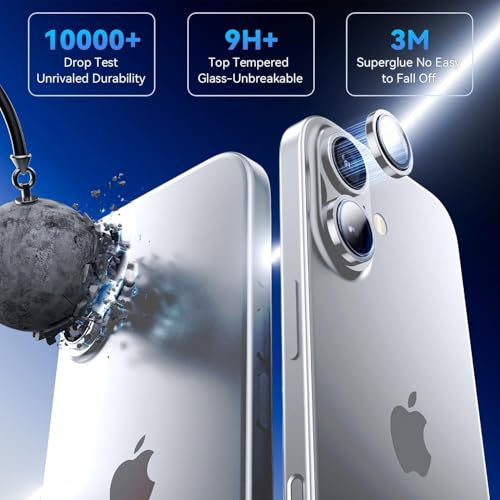 Image of PACK OF 2 Camera Lens Protector For IPHONE 17 / IPHONE 16 /16 PLUS GREEN UHD 9H Glass, Anti Drop, Scratch Resistant, Case Friendly Camera Guard Removable, Waterproof, Heavy Duty Camera Protector