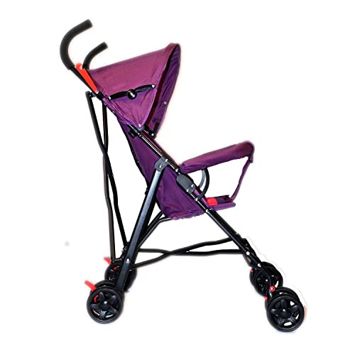 Image of Safe-O-Kid Safe Pram /Buggy (0-4 Years) Model - 2023 of Baby Stroller, Foldable /Portable, Light Weight Stroller for Baby /Kids with Metal Non-Slip Buggy /Pram Clips, Purple