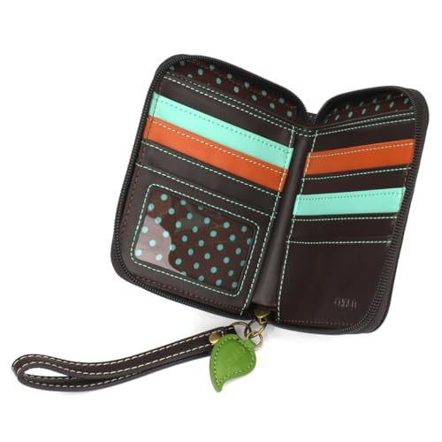 Image of CHALA Zip Around Wallet, Wristlet, 8 Credit Card Slots, Sturdy Pu Leather - Gnome - Olive