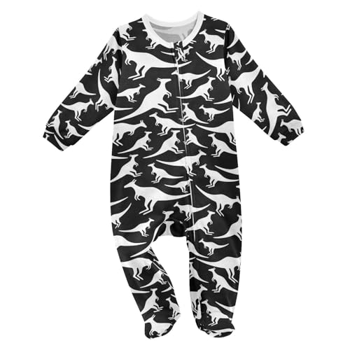 Dussdil White Black Kangaroo Baby One-Piece Footies Newborn Rompers Pajamas Cotton Footed Pjs for Sleep Play Boys Girls 18 Month