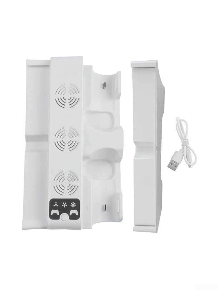 Support de refroidissement horizontal pour PS5 Slim & Pro avec ventilateur à 3 niveaux et chargeur double manette, support de console peu encombrant
