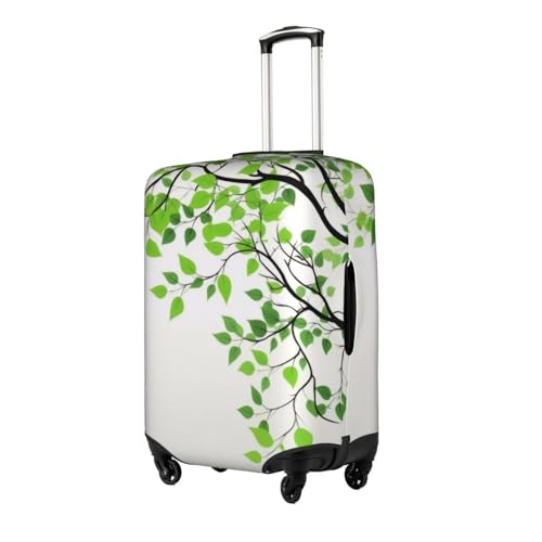 Green And White Leaf Printed Luggage Cover Elastic, Washable, Universal Fit 18-32 Inch Travel Suitcase Cover Easy To Identify2