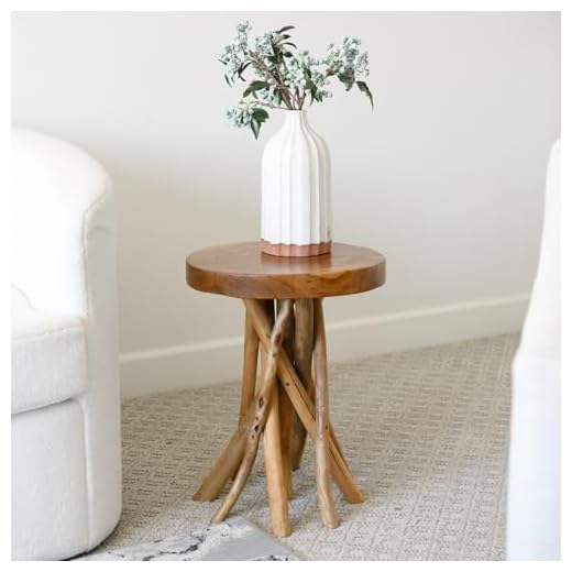 Handcrafted Teak Wood Accent Side Table