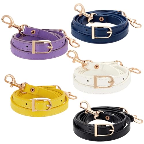 Image of PH PandaHall 5 Colors 1~1.3m Leather Shoulder Strap Replacement with Golden Buckles Adjustable PU Leather Strap Purse Strap Replacement for Clutches Extended Crossbody Bags Purses Briefcase