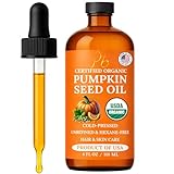 Pumpkin Seed Oil – USDA Organic, Cold-Pressed & 100% Pure, Unrefined, Pumpkin Oil for Hair Growth, Dry Skin & Face – Natural Anti-Aging Moisturizer & Hair Oil for Dry, Damaged Hair – Glass Bottle