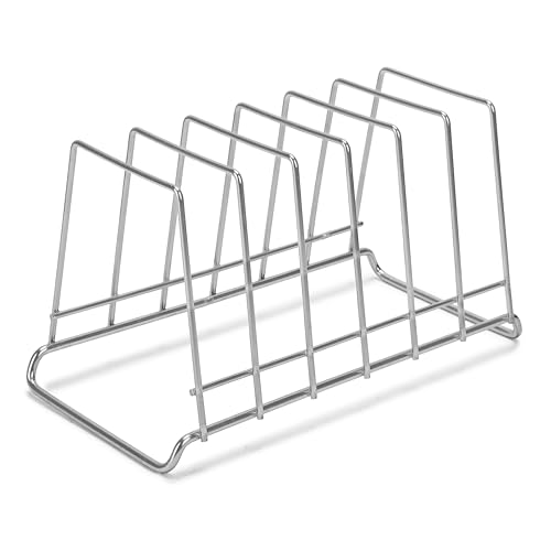 Image of Namani 6 Section Stainless Steel Plate Stand | Dish Organizer Rack for Kitchen Cabinet & Countertop | Rust Proof Plate Holder for Dishes, Thali & Lids (Silver)