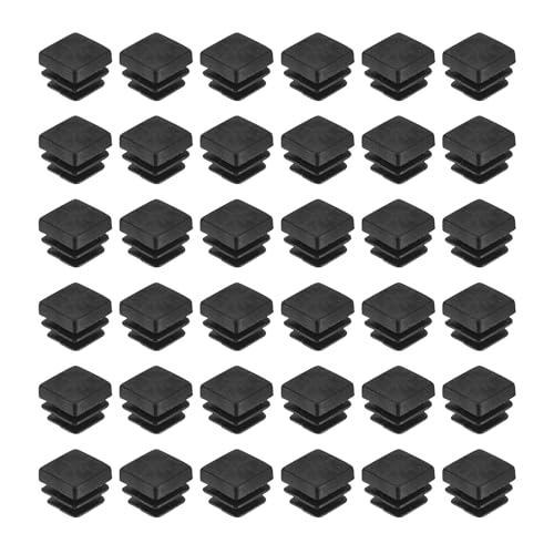 Image of uxcell 48Pcs Square Plastic Plugs, 10 x 10mm /0.39 x 0.39inch PE Pipe Tubing End Caps for 9mm /0.35inch Square Tube Furniture Chair Leg, Black