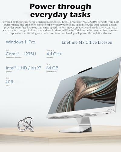 Image of ASUS 23.8''Touchscreen All-in-One Desktop Computer - 23.8 inch FHD, Intel i5 1235U(Up to 4.4GHz), 32GB RAM, 1TB SSD, Intel Iris Xe Graphics, Wi-Fi 6, w /Windows 11 Pro, Office Lifetime, Accessories