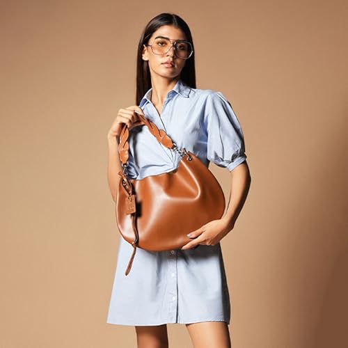 Image of Theater Shapeshifter Brown Vegan Leather Shoulder Bag for Women Spacious Structured Handbag with Adjustable and Detachable Straps for Office Work and Travel