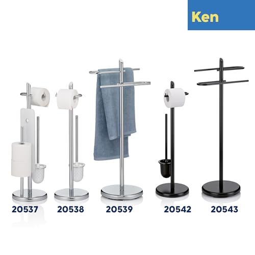 kela WC Garnitur mit Toilettenpapierhalter und Bürstentopf 73cm, Toilettenbürste mit offenem Klobürstenhalter Ken, Metall glänzend