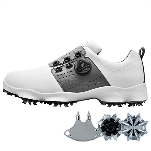 Aupast Waterproof Golf Shoes Men's Microfiber Leather Ultralight Golf Shoes Anti-Skid Breathable Golf Shoes with BOA Lace System
