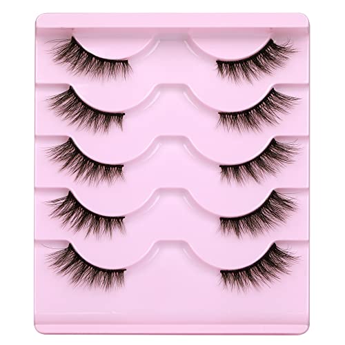Newcally Eyelashes Half Lashes Natural Cat Eye Wispy False Eyelashes Fluffy Volume Strip Fake Eyelashes Accent Corner 3/4 Eye Lashes Cluster Diy Eyelashes 5 Pairs #TOP7