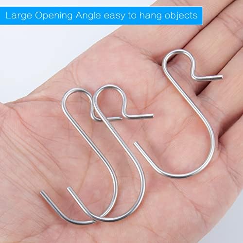 Zocipro S Hooks for Hanging, 60Pcs Stainless Steel S Hooks Small, Multi-Purpose S Shaped Hooks for Kitchen, Office, DIY Craft, Bathroom, Outdoor and Indoor