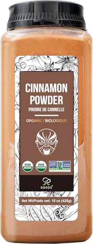 Soeos Organic Cinnamon Powder, 15 oz (425g), Ground Cinnamon, 100%