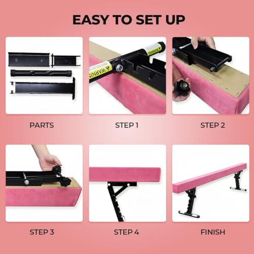 SportBob Schwebebalken Kinder Klappbar 244cm, 5 Höhen Einstellbar, Hohe und Niedrige Ebene, Balken Turnen Balancierbalken für Zuhause Outdoor Indoor Training, Gymnastikbalken Trainingsgeräte mit Bein