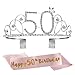 Produktbild ZWOOS Geburtstags-Krone 50. GeburtstagsKristall Tiara Krone, 50. Geburtstag Schärpe und Tiara, Geburtstags-Schärpe Prinzessin Haar-Zusätze, Geburtstag Mädchen Glitter Decor Kristall