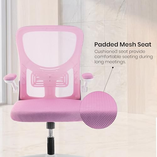 Image of Casa Copenhagen Pink White | Mid Back Imported Mesh Fabric Boss Office Chair | Y Design Ergonomic Back Support | 2D Aero Design Adjustable Armrests | Synchro Tilt Lock Mechanism