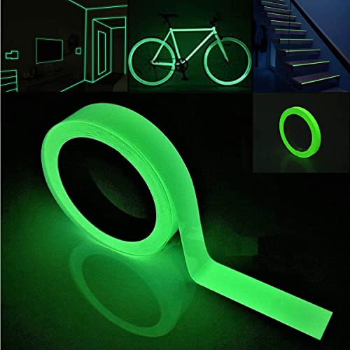 Ruban Autocollant Fluorescent, Glow in the Dark Tape, Amovible, Imperméable à l'eau, Photoluminescent, pour Chambre D'enfant, Décoration Murale, Vélo, Scène (3m x 1cm,Vert) Cover