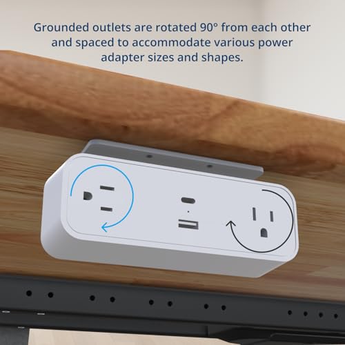 UPLIFT DESK DuoMount Desk Clamp Power Strip – Regleta de escritorio con USB-C y USB-A con cable de 10 pies, soporte de borde para oficina en casa y accesorios para juegos (Blanco) miniatura 7
