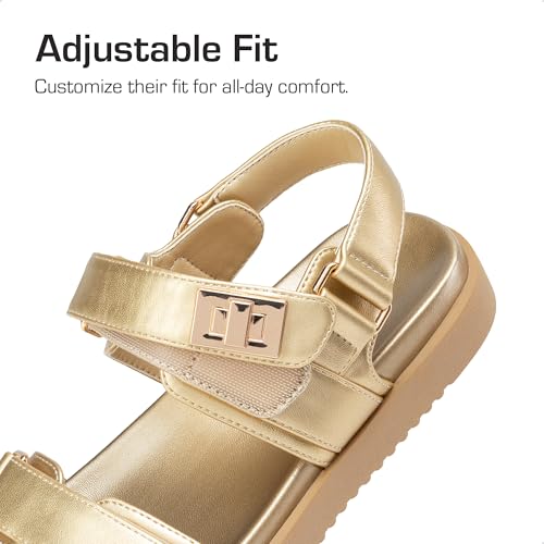 Image of DREAM PAIRS Girls Sandals Casual Open Toe Two Adjustable Strapped Sandals with Hook and Loop for Little Kid /Big Kid
