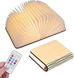 YUANJ Buchlampe, Buchlampe Led Leselampe, 12 Farben und Timer Dimmbares Stimmungslicht, mit wiederaufladbarer USB Fernbedienung, Dekorative Nachtlicht, Geschenk für Frauen/Eltern/Kinder(Weißer Ahorn)