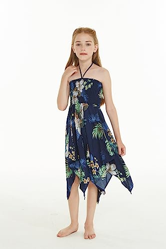 Girl Gypsy Uneven Bottom Hawaiian Luau Dress in Wispy Cereus Black4