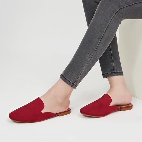 Image of Ecetana Mules for Women Flats Shoes: Comfortable Slip On Casual Work Slides Round Toe Backless Loafers
