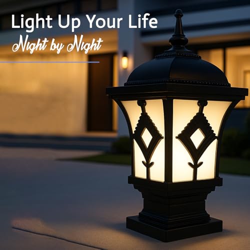 Image of GIGAWATTS ‎BARFI Outdoor Gate Light - 101% Rust & Waterproof Die-Casting Aluminium Exterior Piller Lamp Base Mount for Garden, Boundary Walls & Home Entrances (B22 Holder, Bulb Not Included, Black)