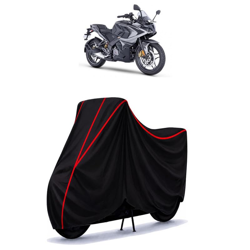 Image of Bajaj Pulsar RS 200 Water Resistant Bike Cover for All Motorcycles & Rain | Heavy Duty Taffeta Fabric | UV Protection, Dustproof, Scratchproof | All Weather Two Wheeler Body Cover with Elastic Bottom