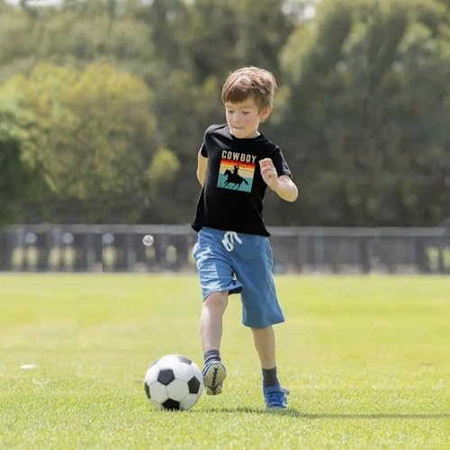 Cowboy Shirts for Boys Vintage Western Style Denim Graphic Cotton Crew Neck T-Shirt Size: 2-7 Years4