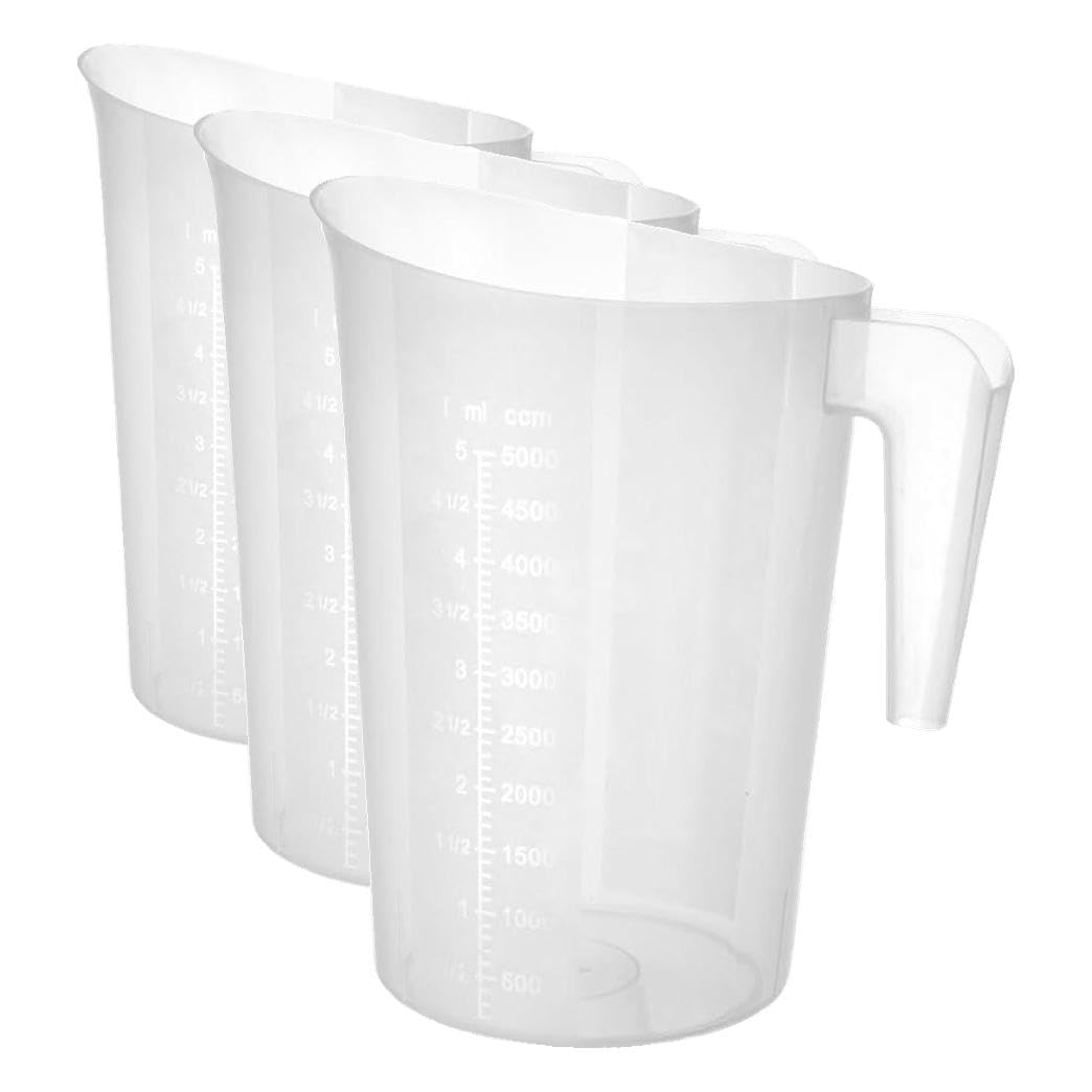 HENDI Caraffa graduata, impilabile, misurino con scala, 5L, ø210x(H)270mm, polipropilene (Confezione da 3)