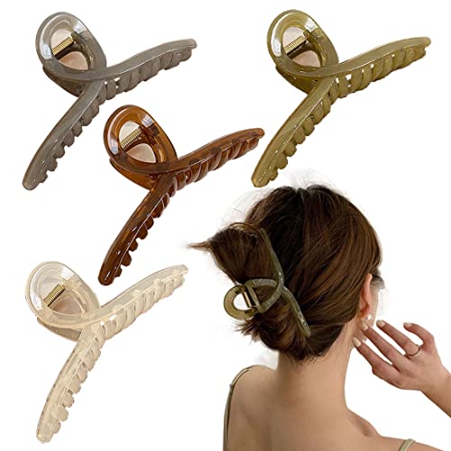 4er-Pack große Haarklammern im koreanischen Stil, Retro-Haarspange, matt, großes Haarstyling-Zubehör, 5,11 Zoll Hai-Haarnadel Cover