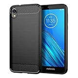 Vavies Case for Moto E6 Case, for Motorola E6 XT2005DL Carbon Fiber Case Slim Soft TPU Case Shock-Absorption Protective Shockproof Phone Cover for Motorola Moto E6 Black