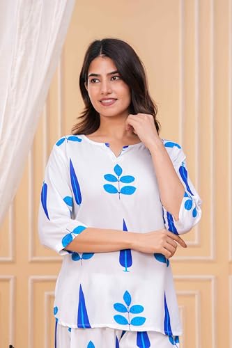 Image of Women's Printed Night Suit Set Pajama with Top Lightweight Soft & Comfy Sleepwear for Girls & Women
