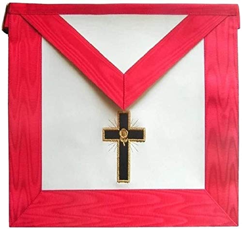 Tablier maçonnique de rites écossais avec croix latine pour grade Rose-Croix