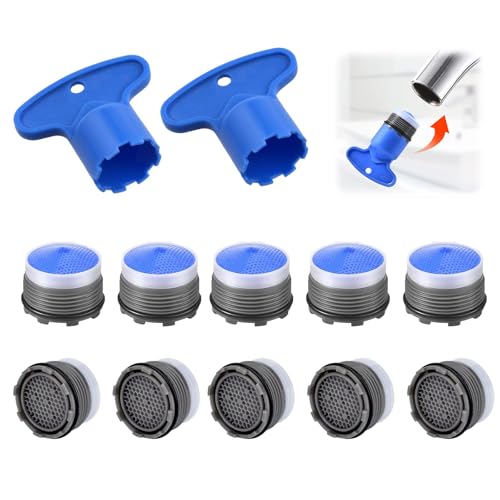 Lot de 10 aérateurs de robinet, régulateur de débit M18.5, buse de filtre de robinet, aérateur d'évier de cuisine, avec 2 clés pour les inserts de filtre...