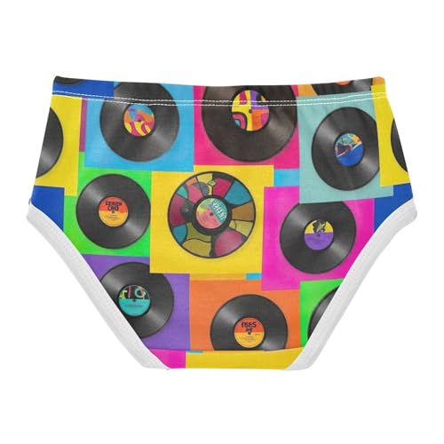 Toddler Girl Briefs, Vintage Records Colorful Girls' Cotton Brief Underwear, 2T–8 Years2