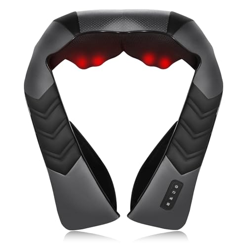 Electric Neck Massager with Heat, Shiatsu Back and Shoulder Massagers, 4D Deep Tissue Kneading Massage, Massage Pillow for Leg, Body Muscle Pain Relief, Gifts for Women Men Mom Dad Plug-in Use