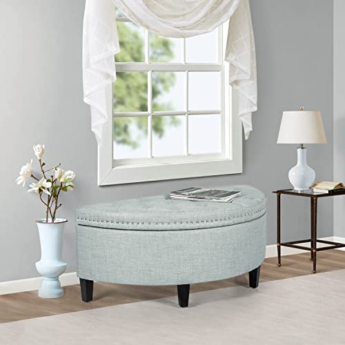 Joveco Storage Bench Half Moon Button Tufted Ottoman With Rivet Toy Chests & Storage Room Organizer For Living Room Bedroom Entryway (Light Blue) #TOP5