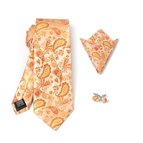 Image of Men's Tie Set with Pocket Square and Cufflinks | 100% microfiber; tie 59 x 3.15 in; square 10 x 10 in; gift box included