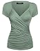 Zeagoo Women's Cross-front V Neck Ruched Cap Sleeve Blouse, XX-Large, Army Green