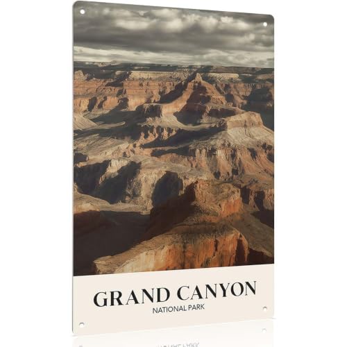 Grand Canyon National Park Metal Wall Art, 8x12 Inch Aluminum Landscape Print, Rustic Western Canyon Scenery Wall Decor for Home, Office, Living Room, Durable Weather-Resistant Aluminum Artwork