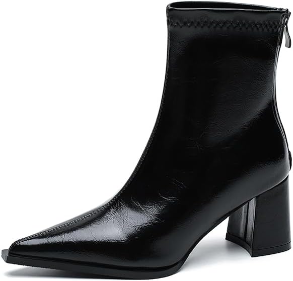 Pointed Toe Little Ankle Boots Spring Autumn Boots 2025 French Premium Chunky Heel Pumps 788-1