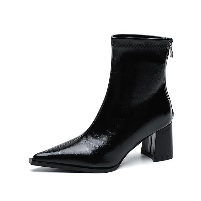 Pointed Toe Little Ankle Boots Spring Autumn Boots 2025 French Premium Chunky Heel Pumps 788-1