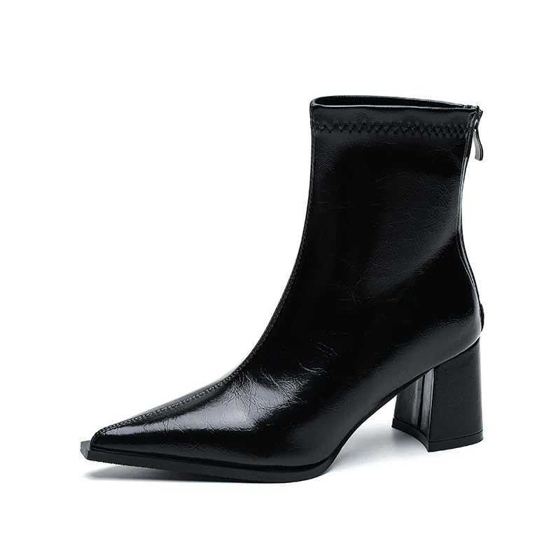 Pointed Toe Little Ankle Boots Spring Autumn Boots 2025 French Premium Chunky Heel Pumps 788-1