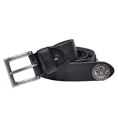 Ceinture rivets de fleurs gravés en disposition circulaire style punk et boucle rectangulaire