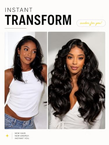 Image of Sunber Loose Body Wave Human Hair Wig 28 Inch Glueless 13x4 HD Lace Front Wig Pre Cut Pre Plucked Bleached Knots with Drawstring Cap, Ready to Wear Bye Bye Knots Loose Wave Wig