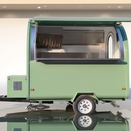 Food Trailer, Ice Cream Cart, Mobile Food Vending Truck with Sink, Freezer, and Cold Storage Setup, Perfect for Seasonal Festivals, School Carnivals, and Outdoor Beverage Sales