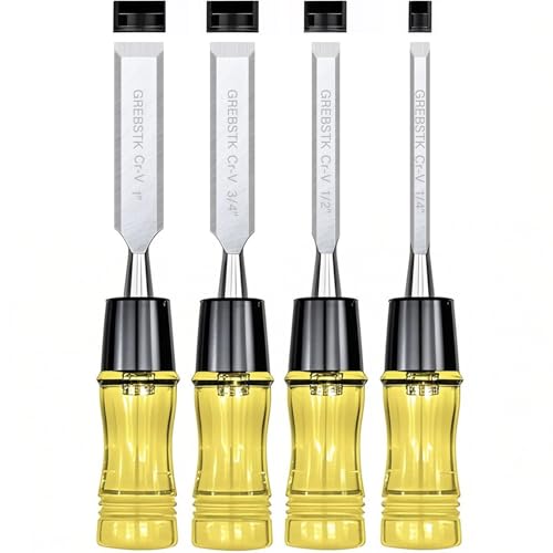 GREBSTK 4 Pcs Wood Chisel Set CRV Steel Bevel Sharp